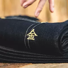 马登工装复古丹宁赤耳原牛牛仔裤金线刺绣高腰直筒长裤子男春夏季