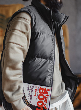 马登工装美式户外保暖夹棉马甲黑色山系立领无袖背心坎肩外套男春