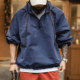 外套男春季 半拉链连帽卫衣肌理感泡泡纱蓝色户外薄款 美式 马登工装