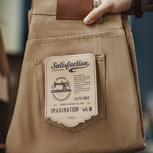 赤耳阿美咔叽丹宁直筒长裤 复古卡其原浆牛仔裤 男秋 美式 马登工装