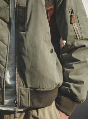 马登工装 美式空中MA1飞行员夹克棉袄军绿加厚棒球棉服外套男士冬