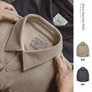 翻领纯色休闲松弛感长袖 复古玉米粒格子衬衫 衬衣男秋 美式 马登工装