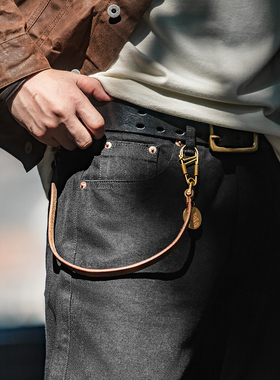 马登工装美式复古黑色中腰牛仔裤水洗显瘦硬汉直筒丹宁长裤子男秋