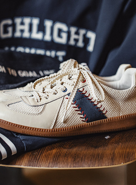 马登棒球德训鞋男运动阿甘鞋板鞋百搭复古老钱风小白鞋薄底休闲鞋