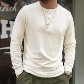 打底衫 马登工装 男春 亨利衫 T恤开领硬汉外穿薄款 美式 复古重磅长袖