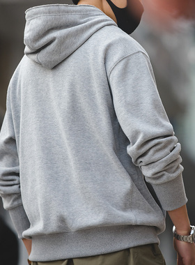 马登工装 美式复古灰色连帽卫衣vintage阿美咔叽运动帽衫外套男秋