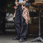 复古微喇阔腿直筒牛仔裤 马登工装 美式 弯刀深蓝色a字赤耳原牛男冬