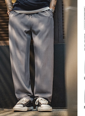 马登工装休闲西装裤垂坠感cleanfit老钱风灰色通勤长裤子薄款男夏