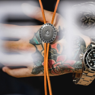 饰男 复古波洛领带白铜吊坠印第安项链配饰品领结绳装 马登工装 美式