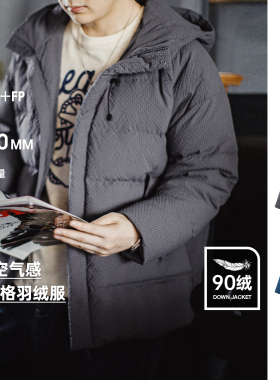 马登工装美式泡泡纱羽绒服90白鸭绒高蓬松度肌理感连帽外套男秋冬