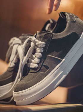 马登ro板鞋秋新款复古皮鞋男潮鞋厚底低帮百搭美式增高真皮休闲鞋