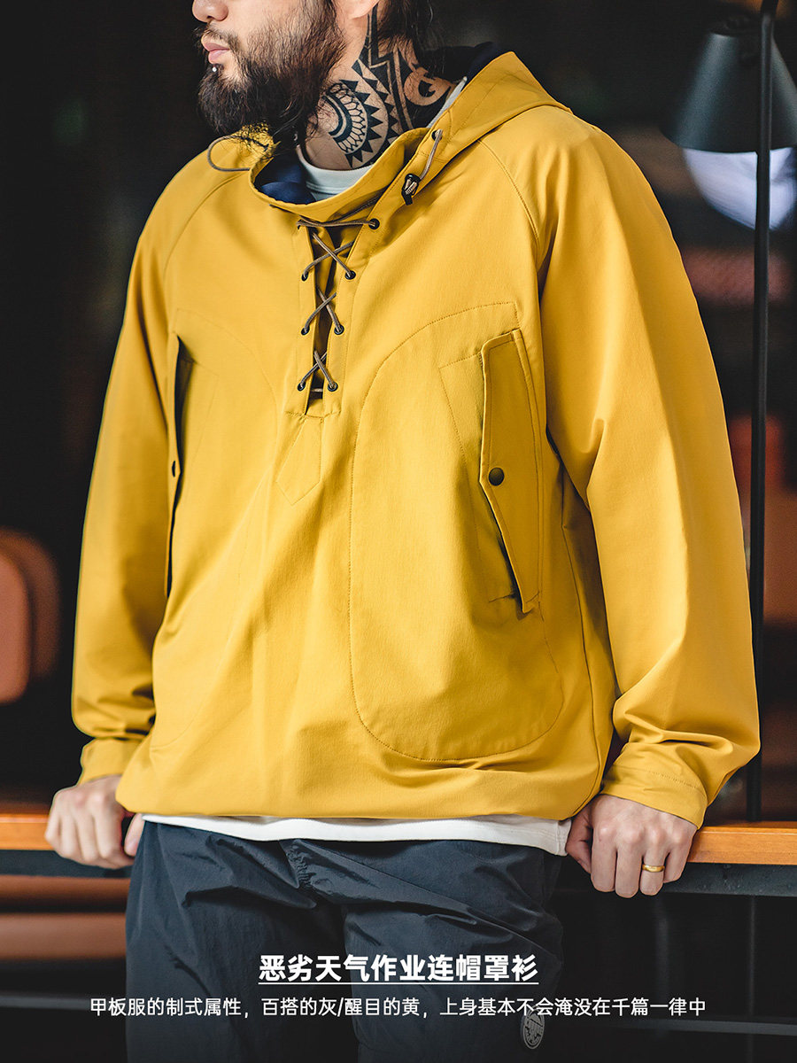 MADDEN WORKWEAR 아메리칸 레트로 후드 데크 옷 나쁜 날씨 야외 DRAWSTRING 풀오버 스웨트 남성 가을