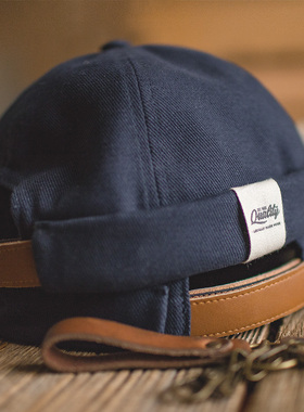 马登工装复古雅痞无沿瓜皮地主帽无檐水手磨毛兵冷帽子流氓帽男春