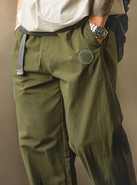 马登工装 山系机能可调节直筒束脚裤梭织户外宽松休闲长裤子男春