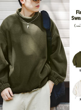 马登工装 美式休闲摇粒绒立领卫衣cityboy宽松慵懒无帽套头衫男秋
