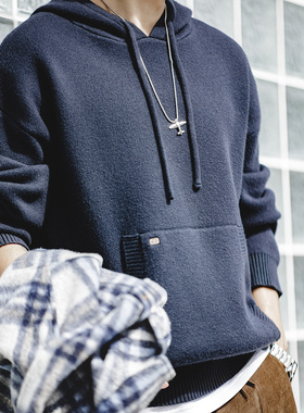 马登工装 美式休闲重磅连帽针织衫卫衣cityboy套头加厚外套男秋