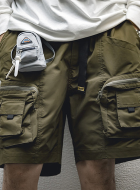 马登工装山系机能多口袋短裤户外战术美式军绿色五分中裤男款夏季