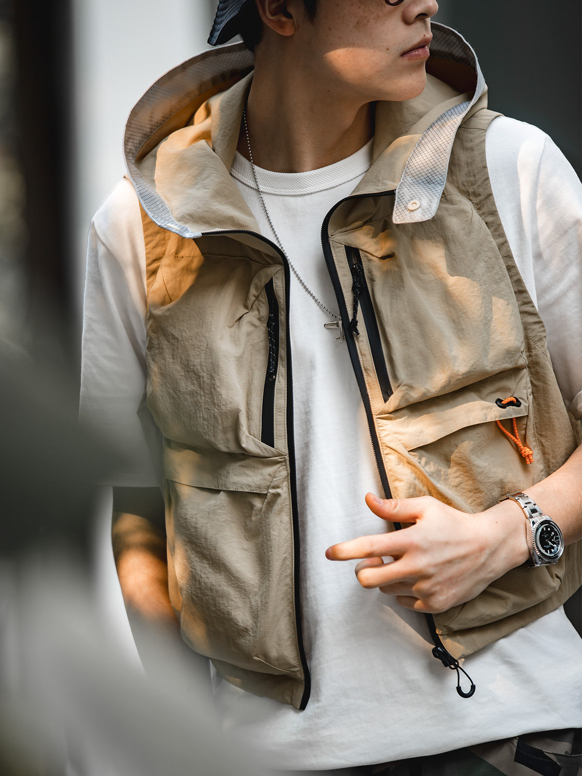 MADDEN WORKWEAR 마운틴 시리즈 기능성 속건 조끼 멀티 포켓 후드 야외 캠핑 낚시 민소매 양복 조끼 남성용 가을 여름