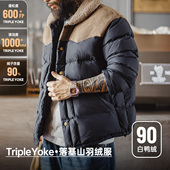 马登工装 美式 复古撞色绒领90白鸭绒羽绒服翻领保暖夹克外套男秋冬