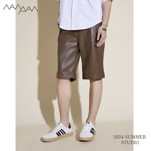 水洗六分短裤 夏日麂皮革轻奢风秀场款 很有范设计风男士 超级折扣