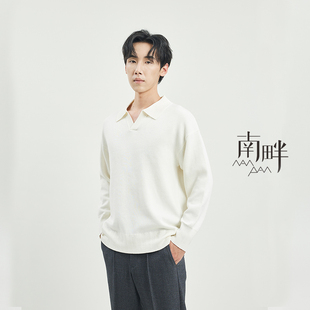 精梳棉混纺基础廓形翻领针织衫 2025SPR纯色软糯套头 简约通勤