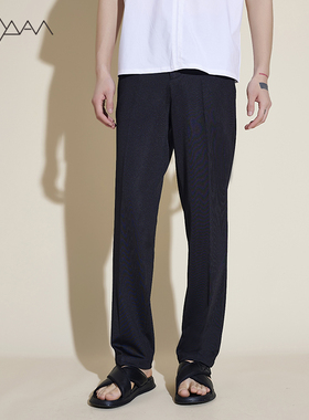 2025SPR 简约经典时髦感 黑色针织弹力百搭休闲直筒男士西裤