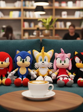 三英正版索尼克SONIC 塔尔斯 纳克鲁斯 艾咪夏特毛绒公仔娃娃玩具