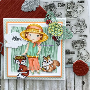 scrapbook DIY剪贴簿相册卡片手账TPR硅胶透明 印章狐狸兔子花Z94