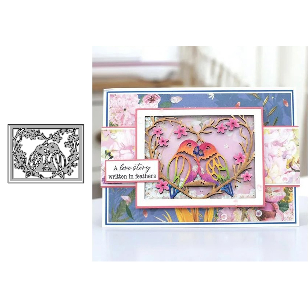 7240爱情鸟伴侣框 切割模板DIY模具cutting die手账Scrapbook制作