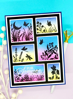 7579邮票背景 切割模板DIY模具cutting die手账Scrapbook贺卡制作