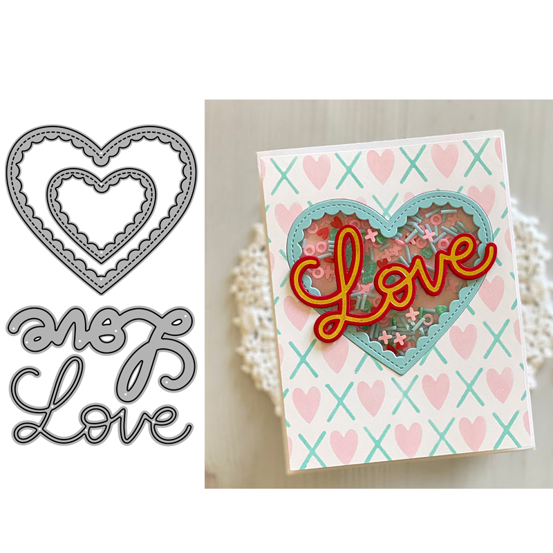 6111爱心英文切割模板DIY模具 cutting die贺卡Scrapbook手账制作