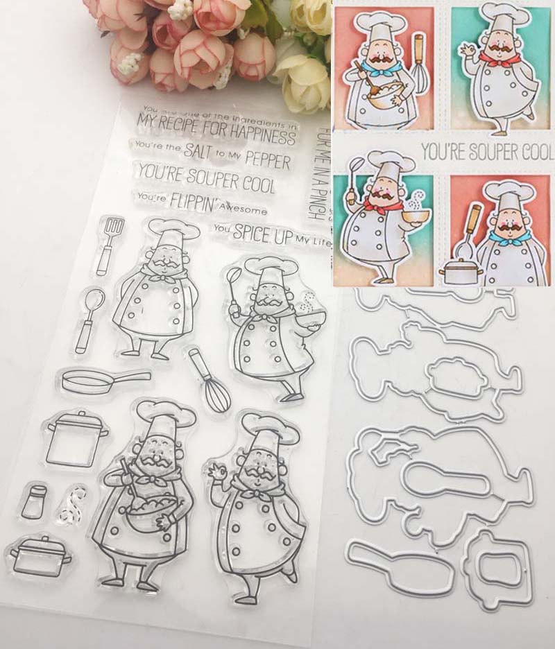 厨师KC55-1 scrapbook DIY相册制作卡片 切割模具 贺卡模具+印章