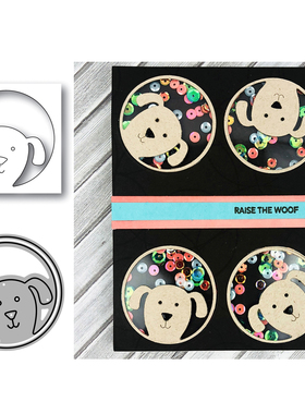 6515狗圆形标签 切割模板DIY模具 cutting die手账Scrapbook制作