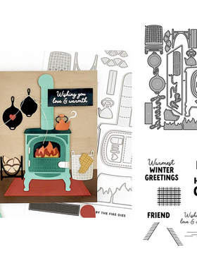 41115锅炉 Scrapbook DIY手账相册切割模具蚀刻压花模具+透明印章