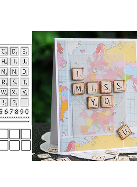 6521数字游戏英文 DIY模具 cutting dies切割模板+透明印章