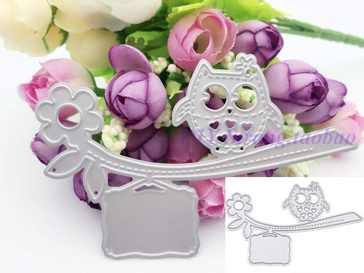 切割模板DIY模具cutting die贺卡相册Scrapbook制作猫头鹰树枝S08