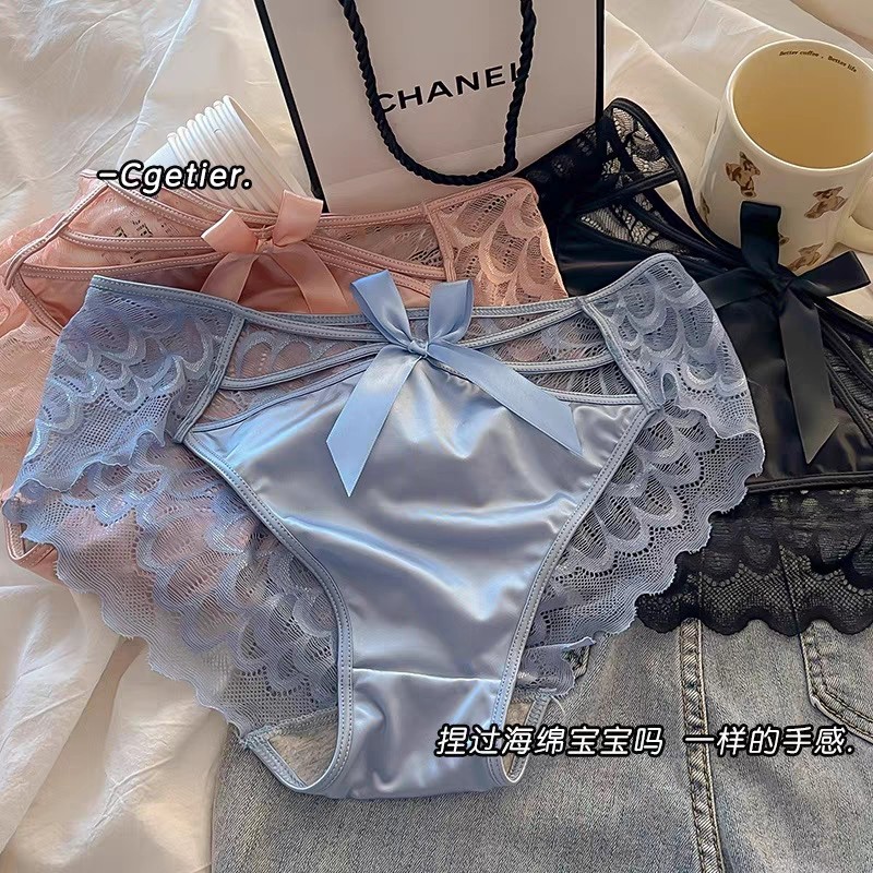 日系纯欲风性感蕾丝蝴蝶结内裤女中腰舒适透气网纱女士三角内裤头,女士内衣/男士内衣/家居服,女三角裤,淘宝优惠券,粉丝福利购,淘宝优惠卷