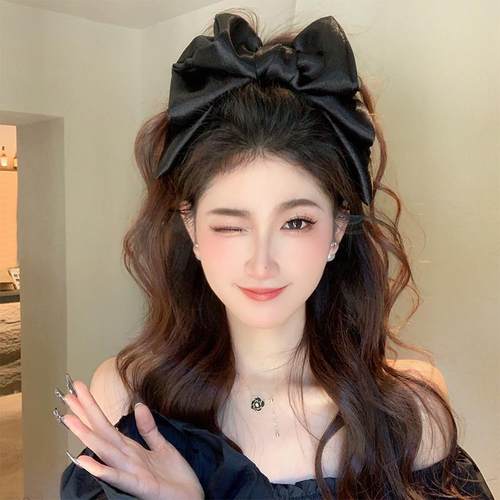 大号布艺黑色蝴蝶结高颅发饰顶夹发夹后脑勺2025辛苦抓夹女时尚