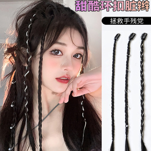 假发辫子女辣妹马尾麻花长辫编发饰网红小辫子环扣脏辫拳击辫造型