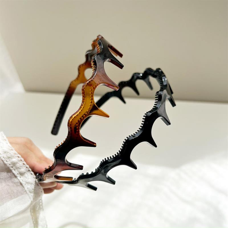 IADUO韩国带齿碎发波浪发箍女高颅顶洗脸防滑头箍压发发卡短T1384