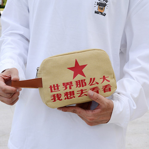 大容量高档便携帆布钱包手提个性