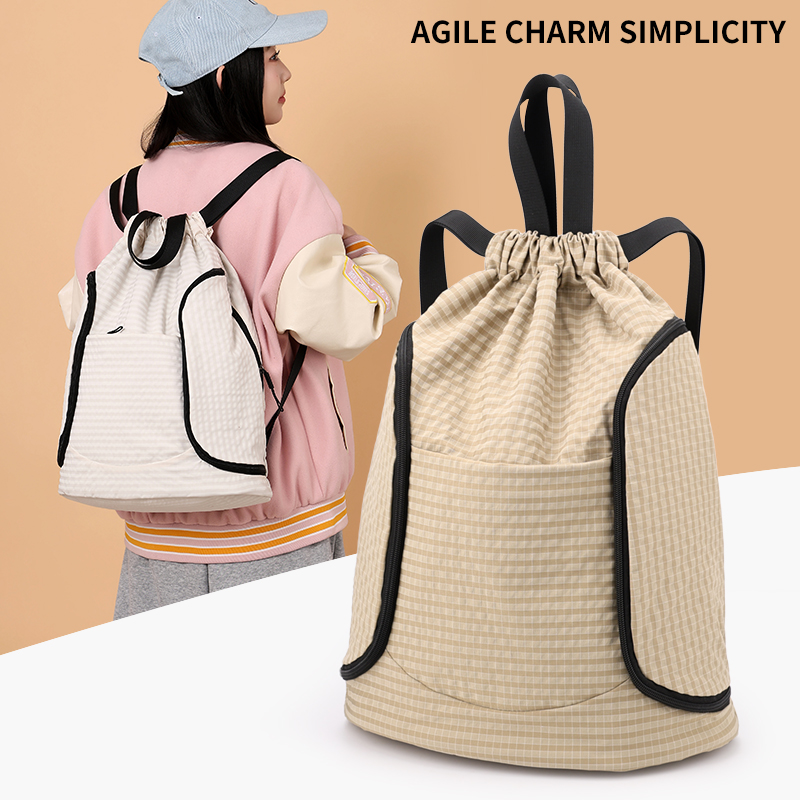 休闲男女旅行运动双肩收纳包健身包训练背包束口袋抽绳包篮球包