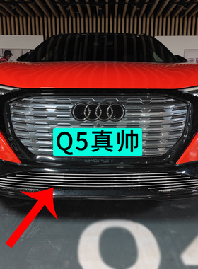 奥迪q5etron中网前脸保险杠前铲防虫网外观改装件装饰条专用配件