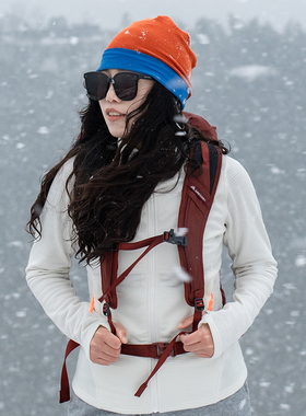 中间层美利奴羊毛320gsm火山岩能量方格美丽诺羊毛防风运动开衫女