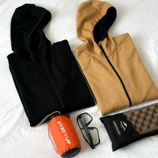 可机洗男士 运动休闲夹克美利奴羊毛春秋冬户外徒步拉链连帽外套