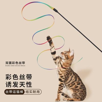 彩带猫玩具逗猫棒猫咪双面织带