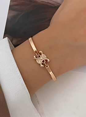 celi新款时尚合金保色镀金手镯法式气质凯旋门小众设计手链女首饰