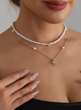 欧美跨境饰品小众百搭个性镶钻芒