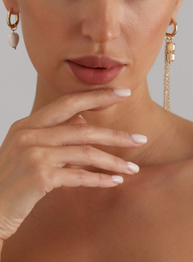 欧美饰品几何爱心 水晶流苏不对称性感耳扣ins轻奢风耳饰耳环首饰