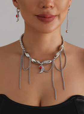 欧美跨境饰品暗黑系镶嵌红宝石恶